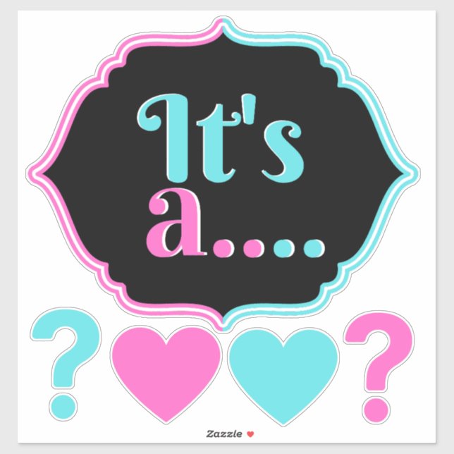 Sticker C'est un...Pink & Blue Genre Reveal Baby shower (Feuille)