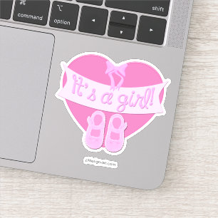 Sticker C'est une fille Pink Heart Bow Chaussures Baby Gir