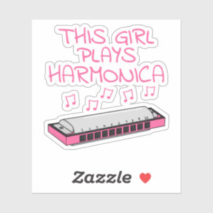 Sticker Cette Fille Joue Harmonica, Musicienne Féminine