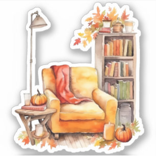 Sticker Chaise confortable, Lampe et Livres Automne
