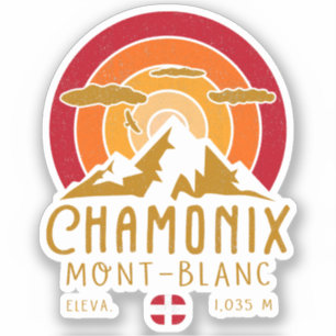 Sticker Chamonix France Retro Sunset Ski Souvenirs 80s