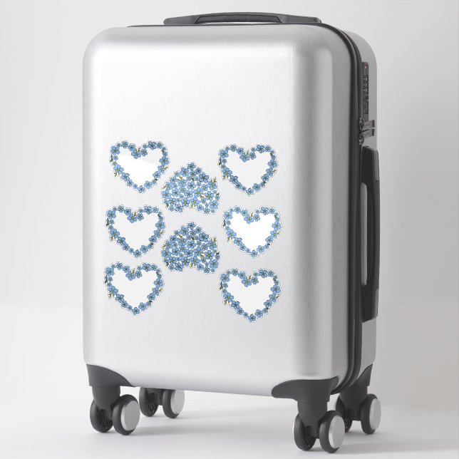 Sticker Champ de fleurs de ne m'oublie pas avec cadre de c (Sur valise)