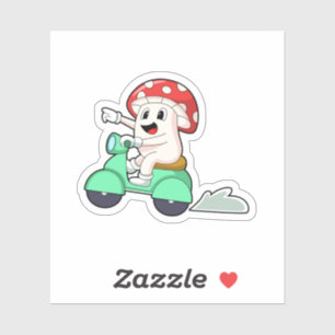 Sticker Champignon comme motard avec Scooter.PNG