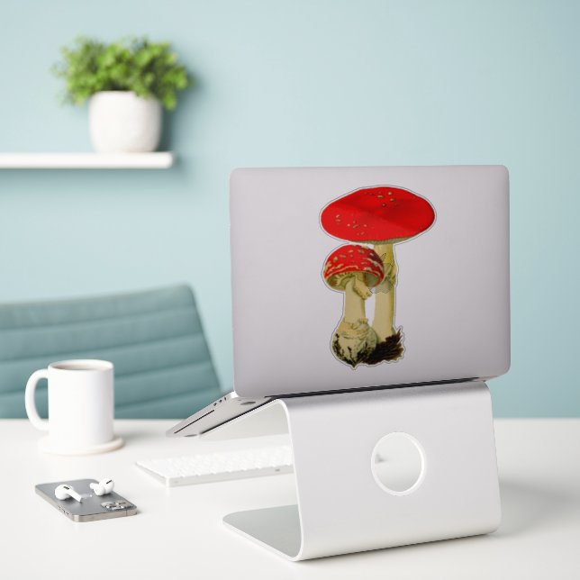 Sticker Champignons (Ordinateur portable sur le bureau)