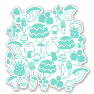 Sticker Champignons Turquoises