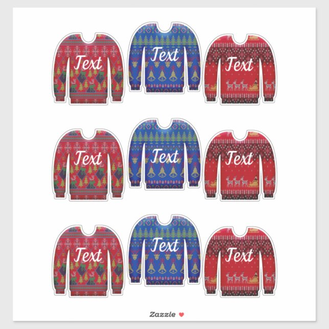 Sticker Chandail nordique mignon hiver laide pull rouge bl (Feuille)