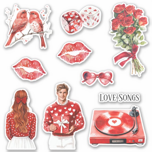 Sticker Chansons d'amour de disque de cœur rouge (Devant)