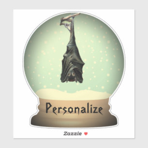 Sticker Chanter la chauve-souris neige globe noir vintage