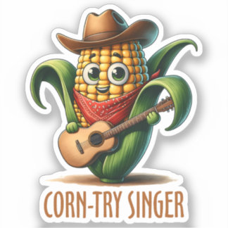 Sticker Chanteur de corne Funny Corn Pun