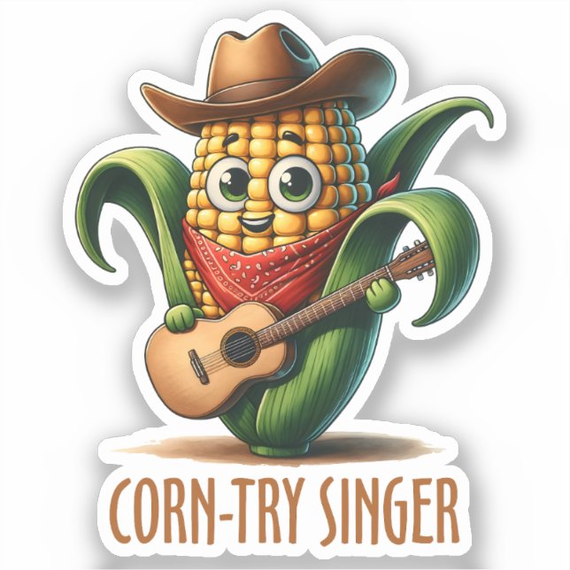 Sticker Chanteur de corne Funny Corn Pun (Recto)