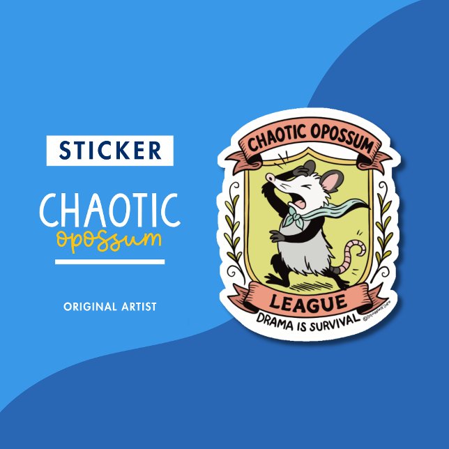 Sticker Chaotique Opossum League Crest avec drame amusant (Créateur téléchargé)