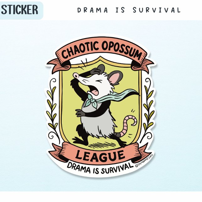 Sticker Chaotique Opossum League Crest avec drame amusant (Créateur téléchargé)