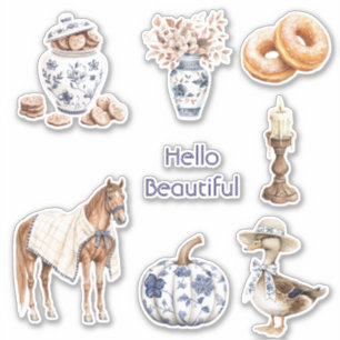 Sticker Chapeau de canard à noeud floral bleu