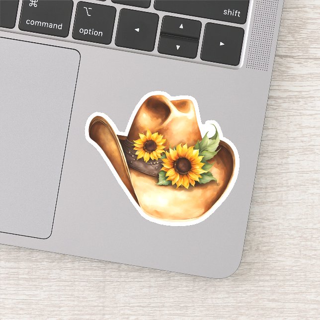 Sticker Chapeau de Cowboy avec Tournesols  (Détail)