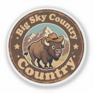 Sticker Chapeau de cowboy bison vintage Montana drôle
