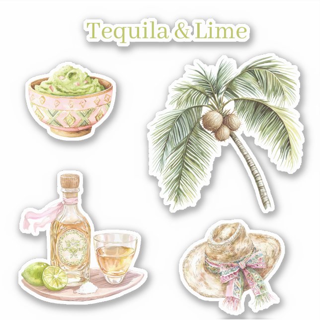 Sticker Chapeau Guacamole Tequila & Lime Palmier Tropical (Devant)