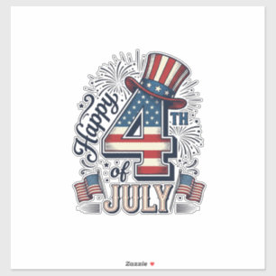 Sticker Chapeau patriotique vintage Happy 4 juillet Vector