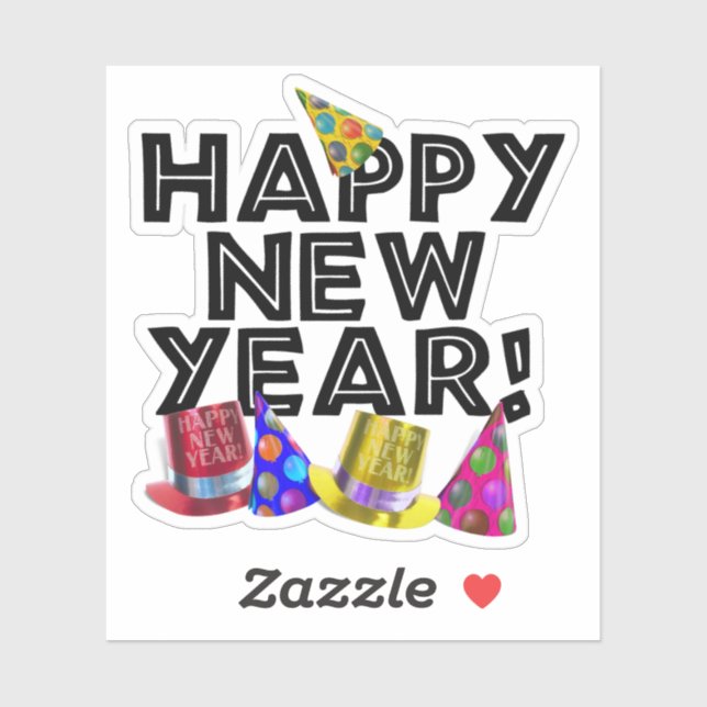 Sticker  Chapeaux de Fête Bonne Année  (Feuille)