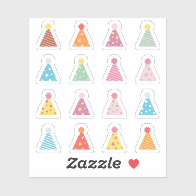 Sticker Chapeaux de fête d'anniversaire Rappel d'anniversa (Feuille)