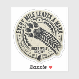 Sticker Chaque mile laisse une marque Patte de loup Pneu M