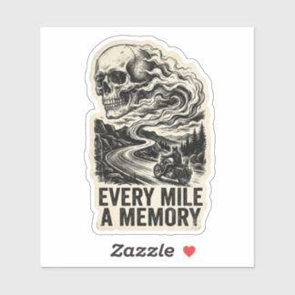 Sticker Chaque mille un souvenir crâne fumée motard autoco
