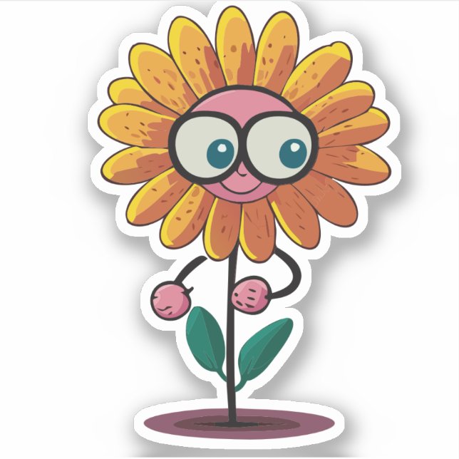 Sticker Characteur de caricature pour enfants à fleurs mig (Devant)