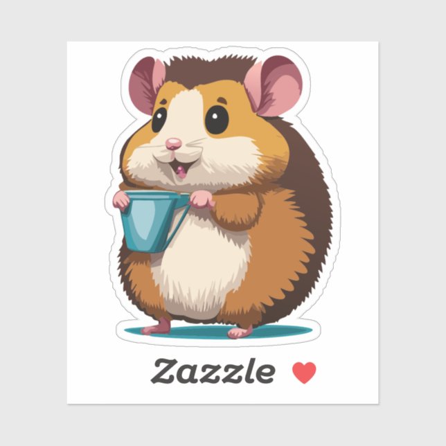 Sticker Characteur en caricature de Hamster pour bébé mign (Feuille)