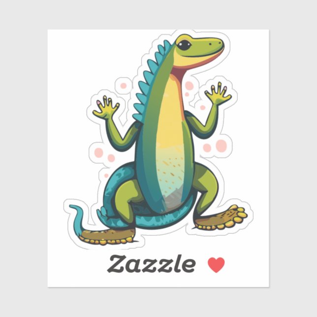 Sticker Characteur en caricature Lizard pour bébé mignon (Feuille)