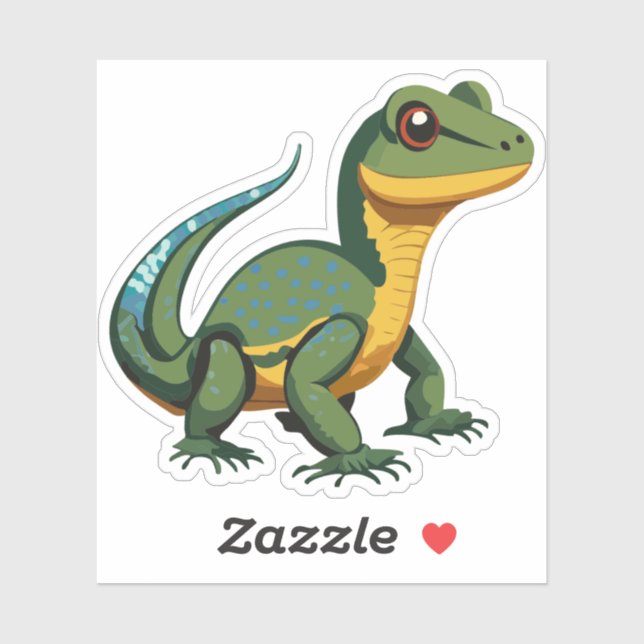 Sticker Characteur en caricature Lizard pour bébé mignon (Feuille)