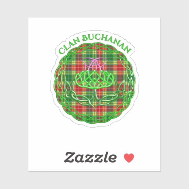 Sticker Chardon celtique de Tartan écossais de Buchanan (Feuille)