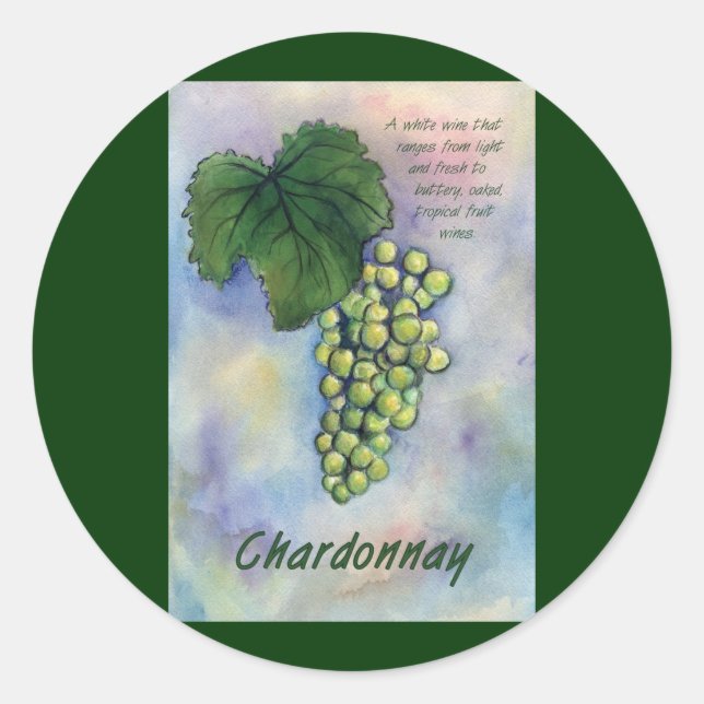 Sticker Chardonnay Wine Raisins & Description (Devant)
