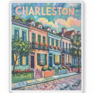 Sticker Charleston Rainbow Row Coloré Van Gogh Voyage