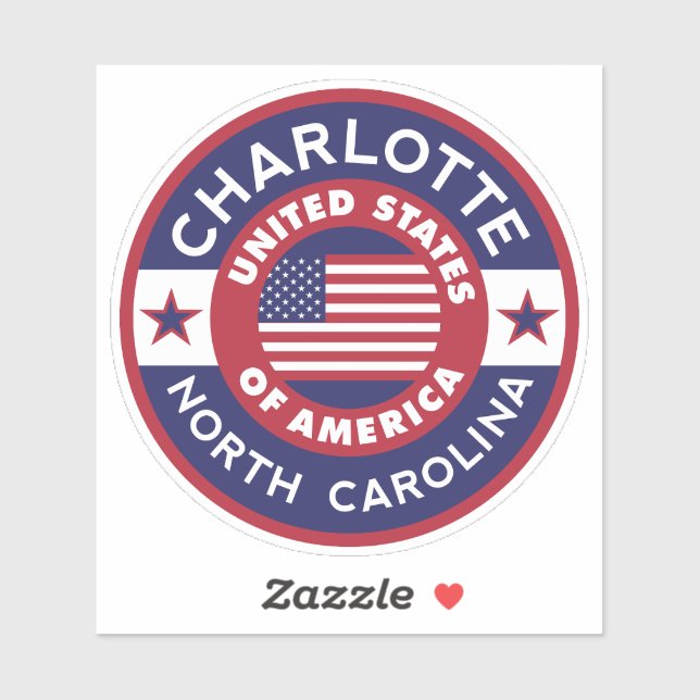 Sticker CHARLOTTE, Caroline du Nord (Feuille)
