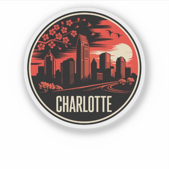Sticker Charlotte City Caroline du Nord USA (Devant)