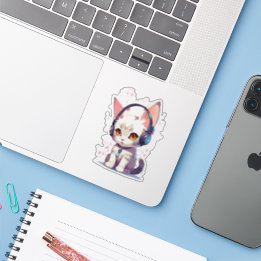 Sticker Charme de chaton mignon avec casque