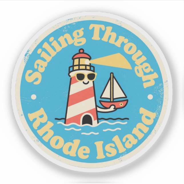 Sticker Charme de l'Ocean State_ Phare de Rhode Island Vin (Devant)