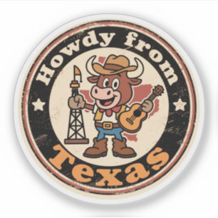 Sticker Charme de l'Ouest ironique_Texas Cowboy Longhorn V