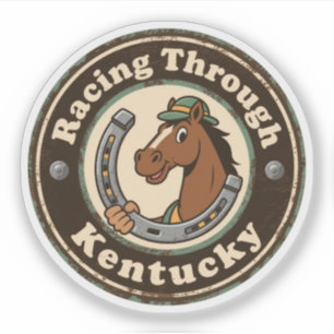 Sticker Charme du Kentucky Derby_ Cheval avec chapeau de j