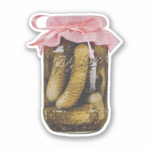 Sticker Charme Jar Pickle Pink Ribbon