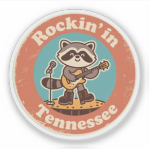 Sticker Charme Musical Excentrique_ Raton Laveur Vintage d