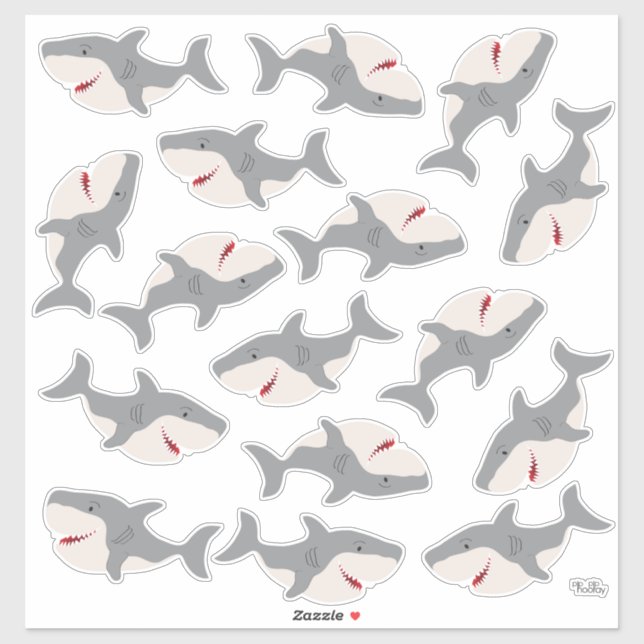 Sticker Charme Requin appât Cartoon Requins Caractère Viny (Feuille)