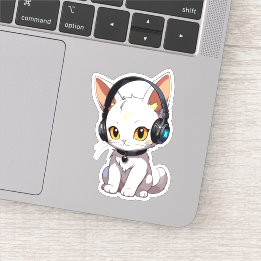 Sticker Charming Chat élégant dans casque