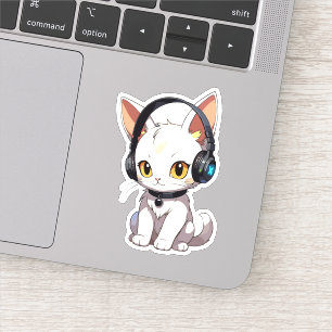 Sticker Charming Chat élégant dans casque