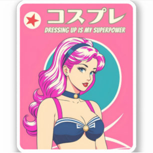 Sticker Charming Retro Style Japon Cosplay Humour
