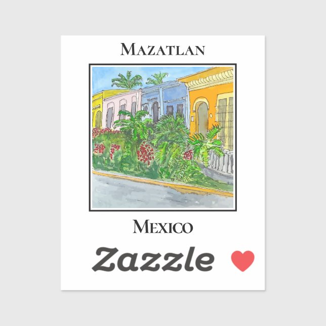 Sticker Charming Streets of Old Town Mazatlan (Feuille)