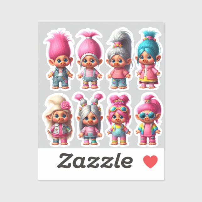 Sticker CharmTrolls : Stylish Phone Companions (Feuille)