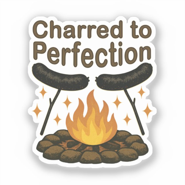 Sticker Charred to Perfection Funky Campfire Hot Dog (Recto)