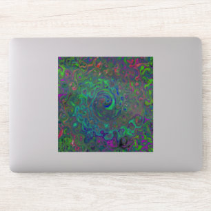 Sticker Chartreuse et bleu rétro liquide tourbillonnant ps