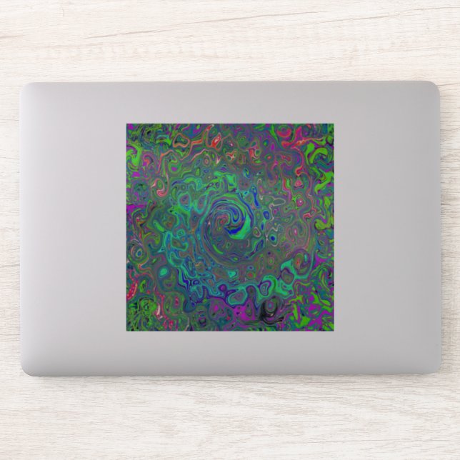 Sticker Chartreuse et bleu rétro liquide tourbillonnant ps (Ordinateur)