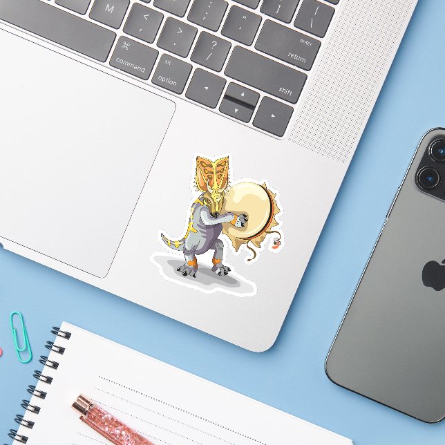 Sticker Chasmosaurus Dansant Un Rituel De Shaman (Ordinateur portable avec iPhone)